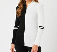 Angel Apparel - Two Tone Ribbed Zip Up Cardigan