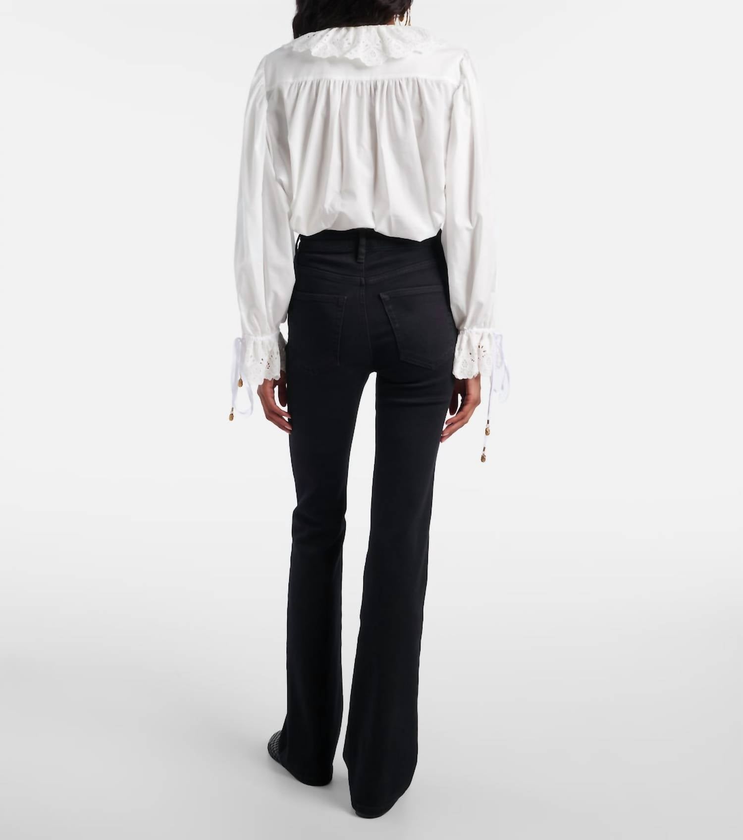 FRAME The Reboot High Rise Boot Cut Jeans in black - women's jeans - detail view
