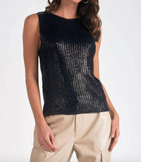 Elan - Metallic Crewneck Sweater Tank