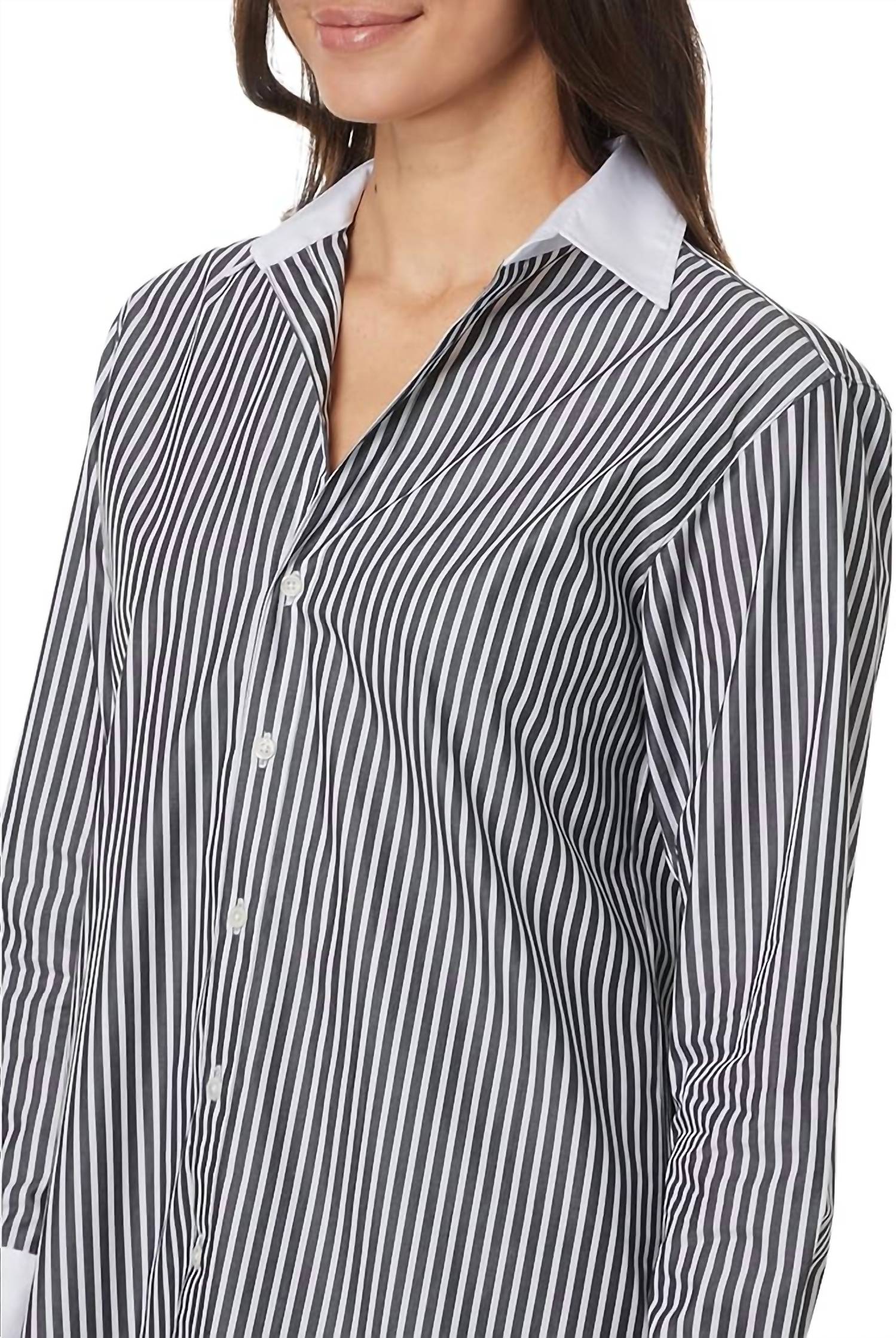 Elliott Lauren Women's Parallel Lines Blouse in blk wht - women's blouse - alternate view