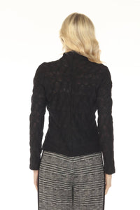 Joseph Ribkoff - Ruched Textured Mock Neck Fitted Top