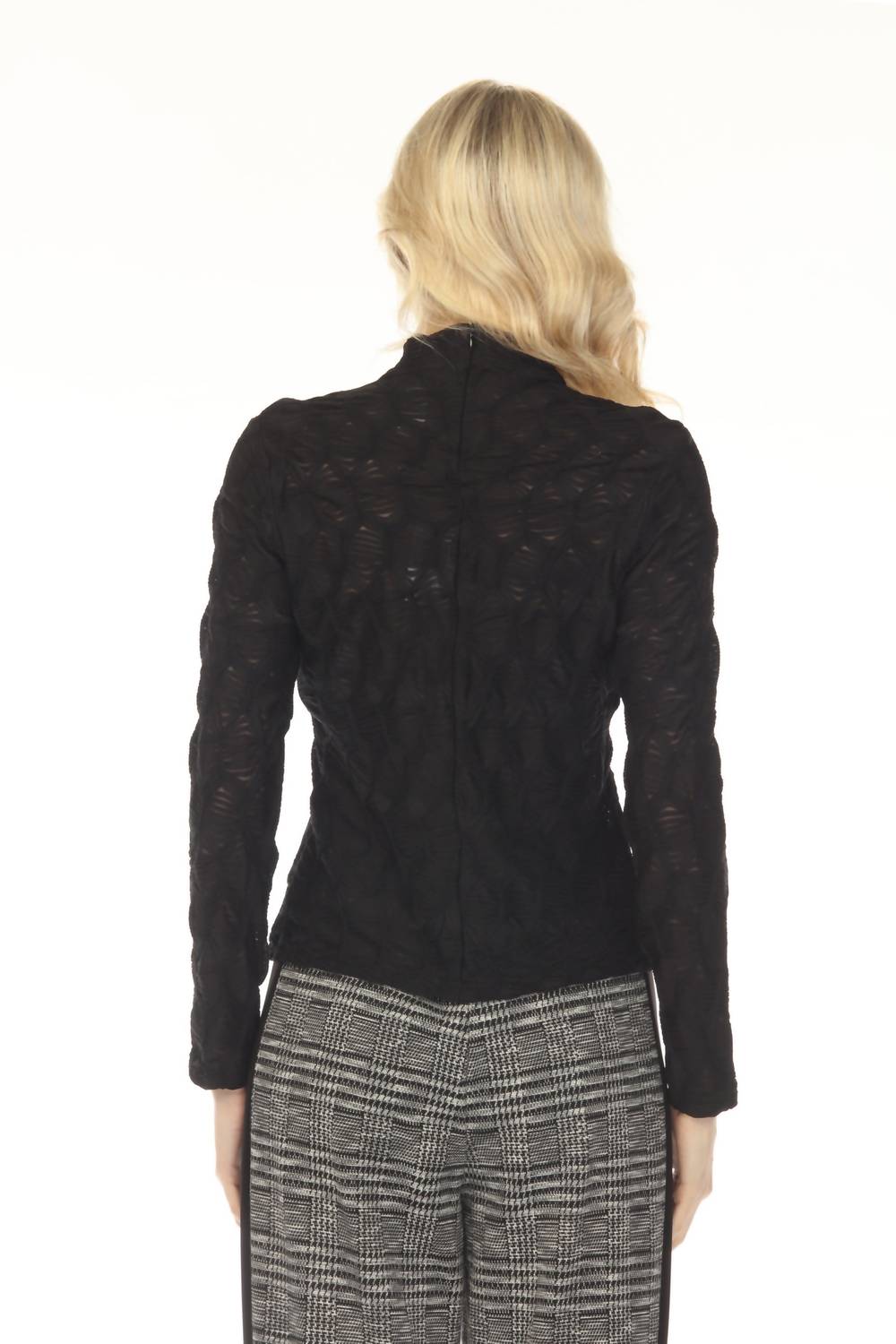 Joseph Ribkoff - Ruched Textured Mock Neck Fitted Top
