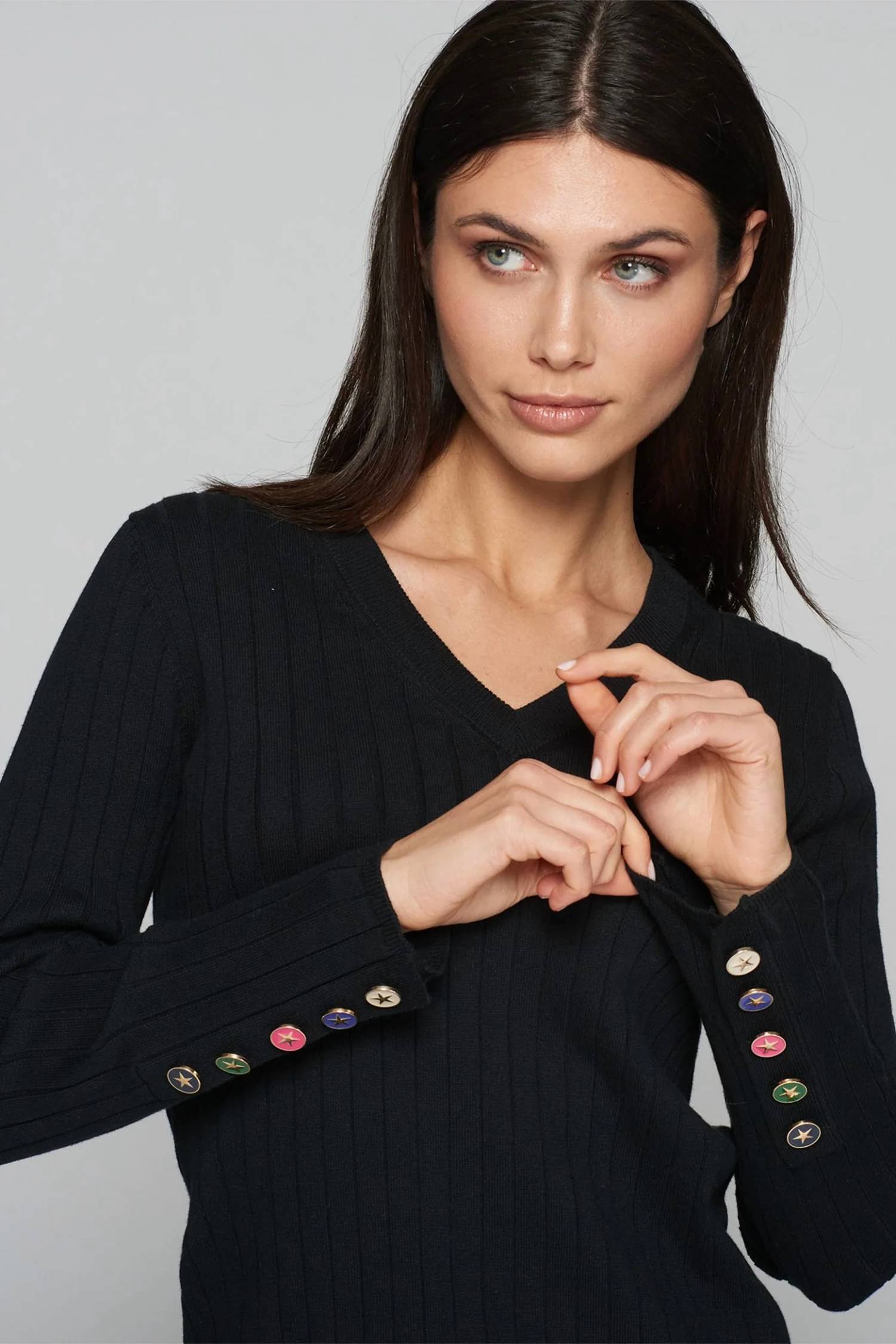 Vilagallo - Button Sleeve Jumper