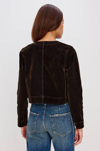 Rails Capistrano Denim Jacket in chocolate flocking - women's jacket - detail view
