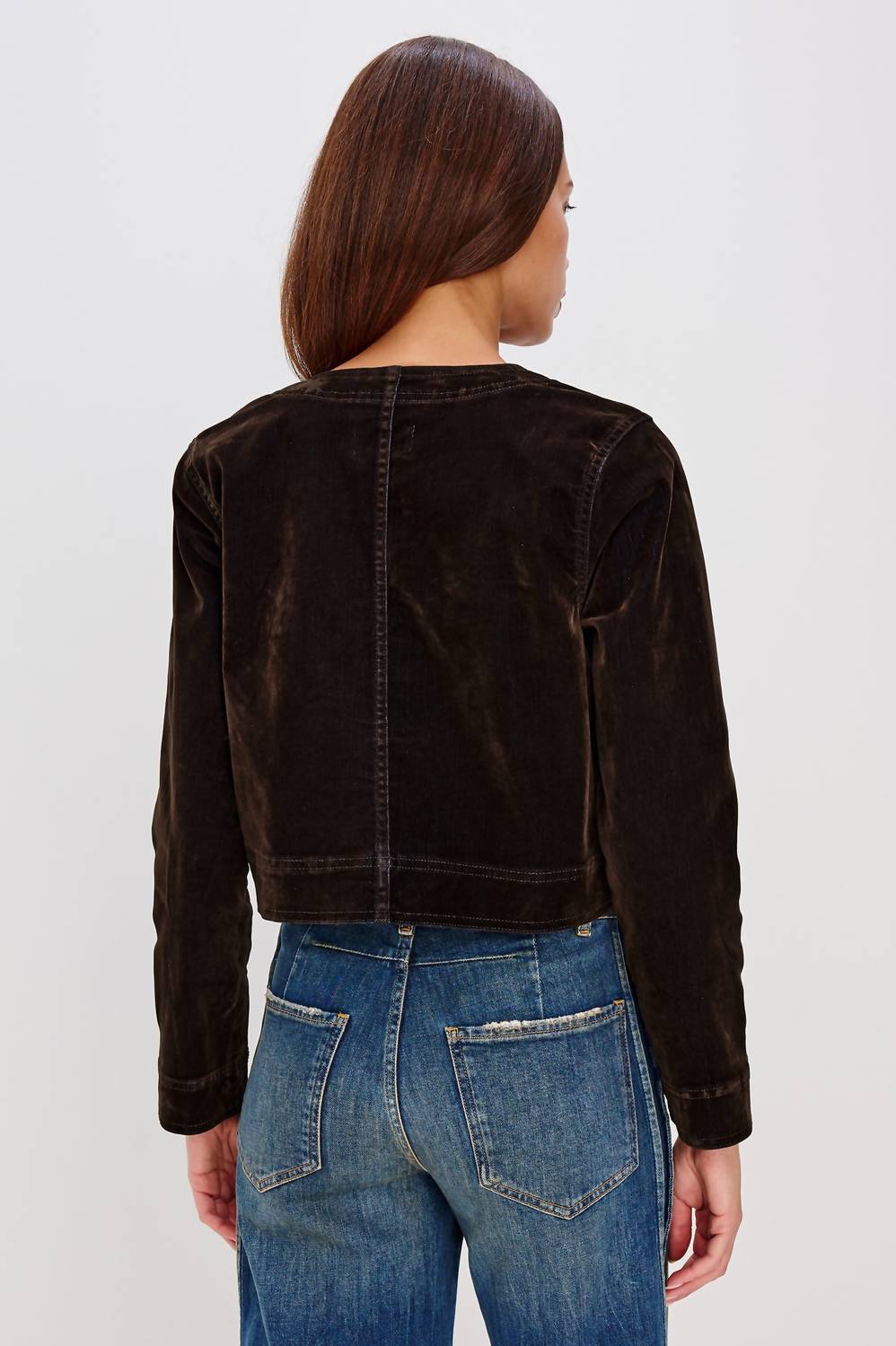 Rails Capistrano Denim Jacket in chocolate flocking - women's jacket - detail view