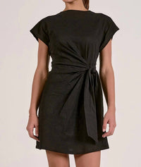 Elan - Short Sleeve Ruch Knot Dress