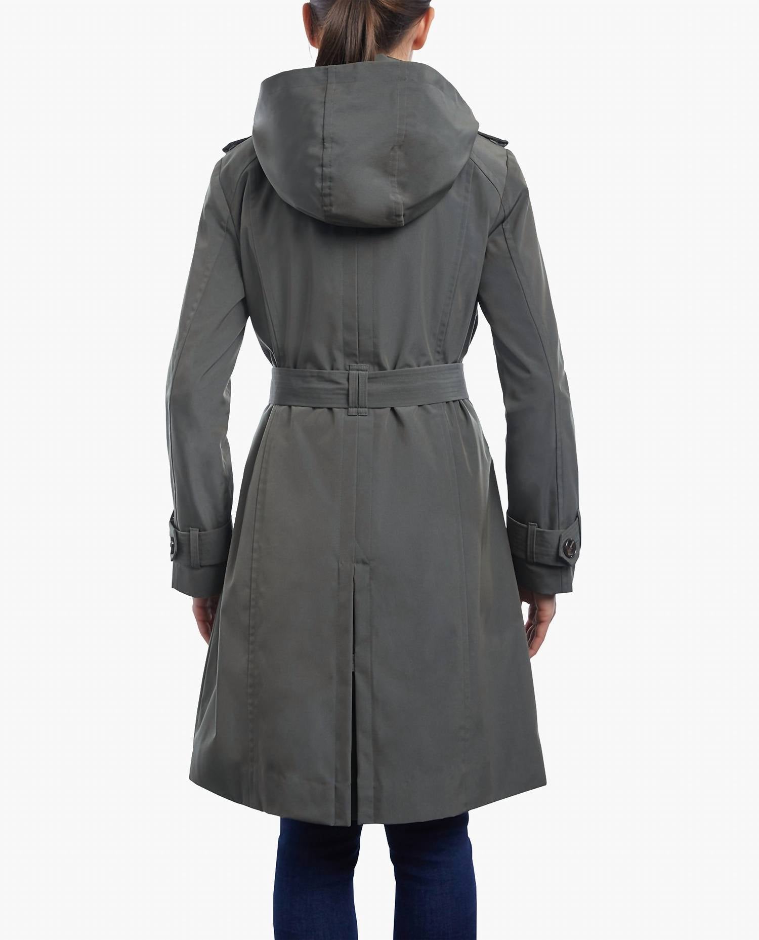 London Fog - Double Breasted Button Front Trench With Belt
