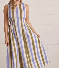 Entro - Striped Sleeveless Midi Dress