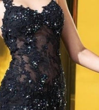 ALYCE PARIS Claudine Beaded Lace Evening Gown in black - women's dress - detail view