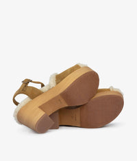 pedro garcia Women's Dril Shearling Platform Sandal in alpaca velour and shearling - women's sandal - view 4