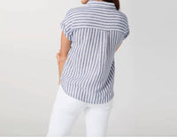 Coco + Carmen - Reagan Cap Sleeve Striped Collared Top