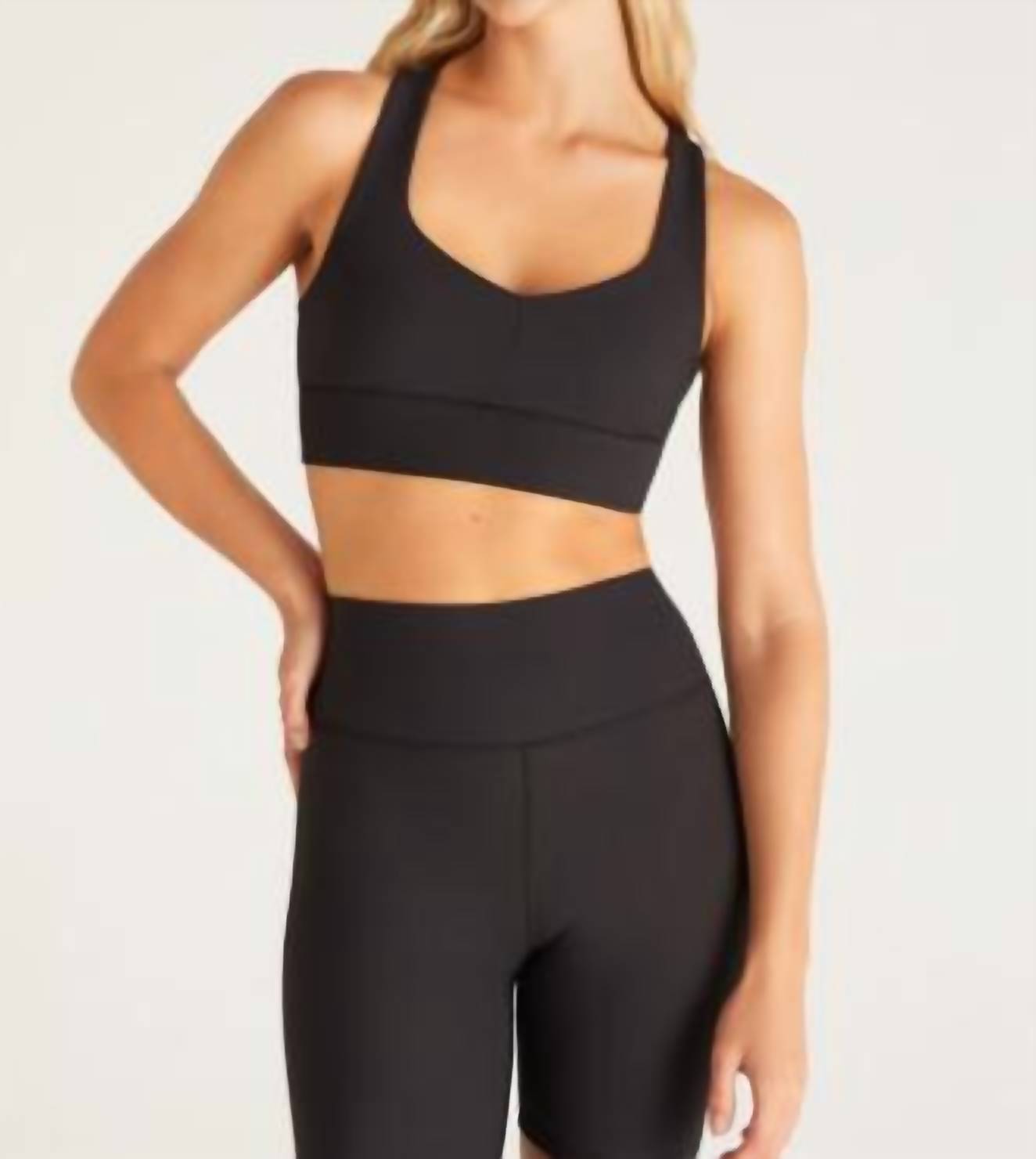 Z Supply Reform Rib Tank Sports Bra in black - women's intimate