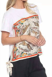 FLORA ASHLEY In And You Out Blouse in and you out blouse in white cheetah - women's t-shirt - detail view