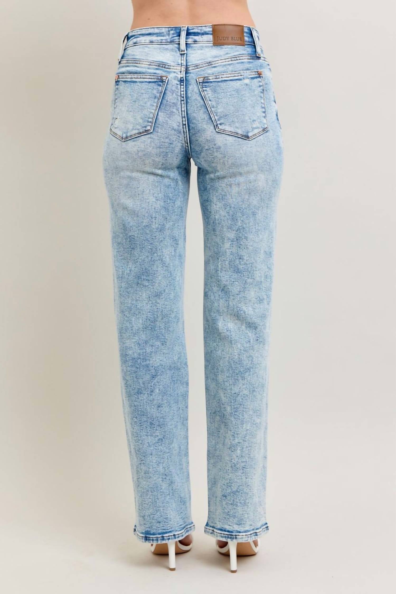 Judy Blue - High Waist Mineral Wash Destroy 90's Straight Jeans