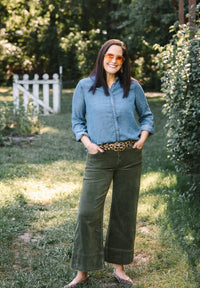 Risen - Women's High Rise Crop Wide Corduroy Pants