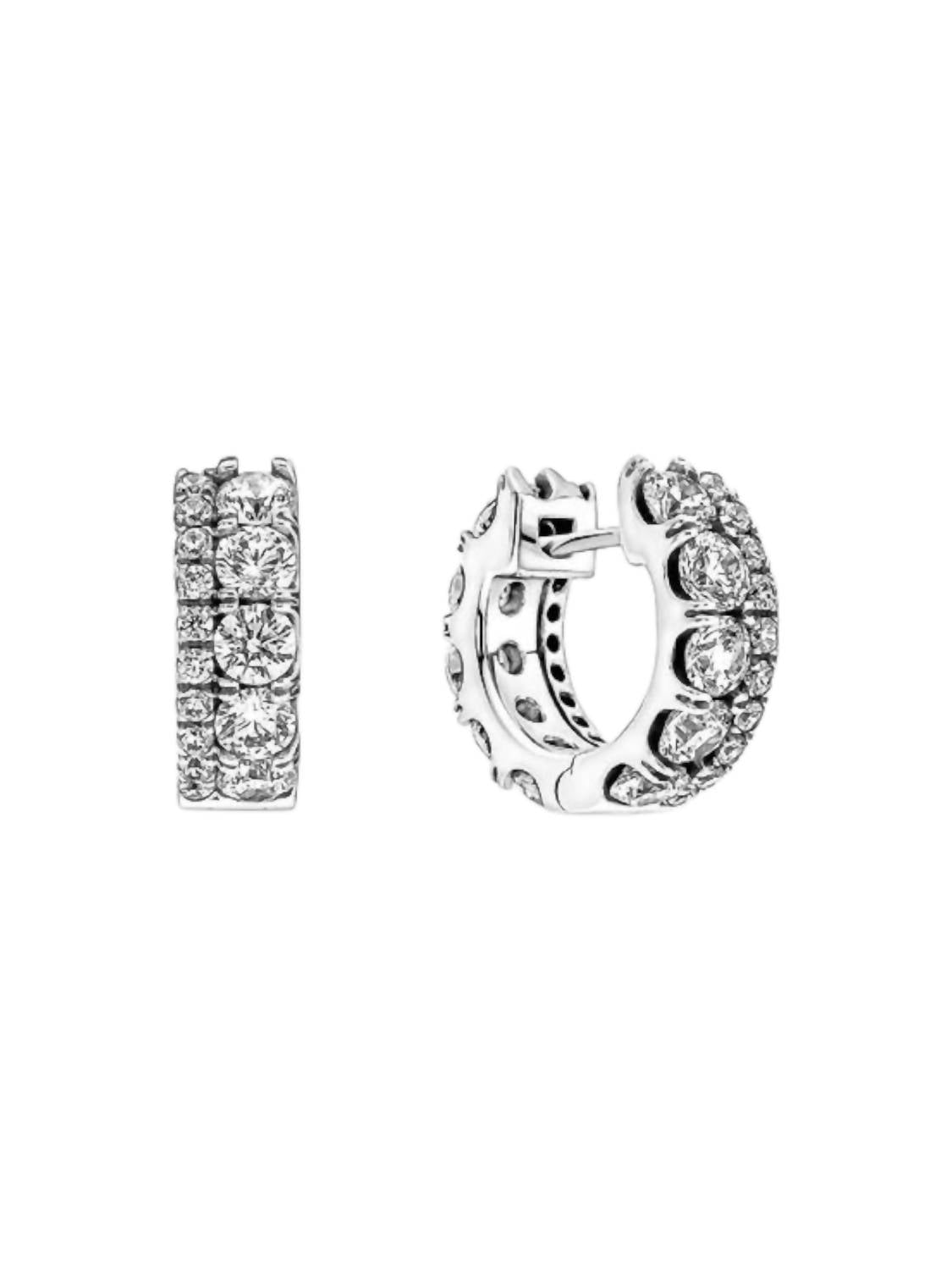 Pandora - Double Band Pave Hoop Earrings