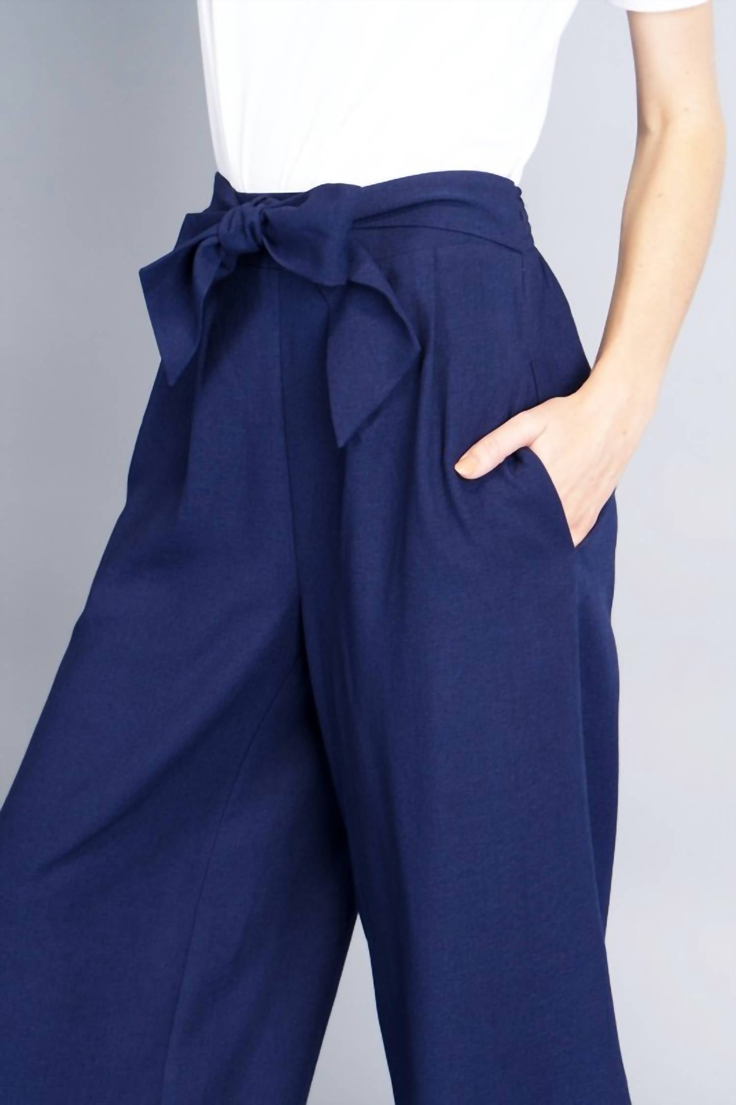 Tea N Rose - Cropped Flare Pant With Bow Waistband
