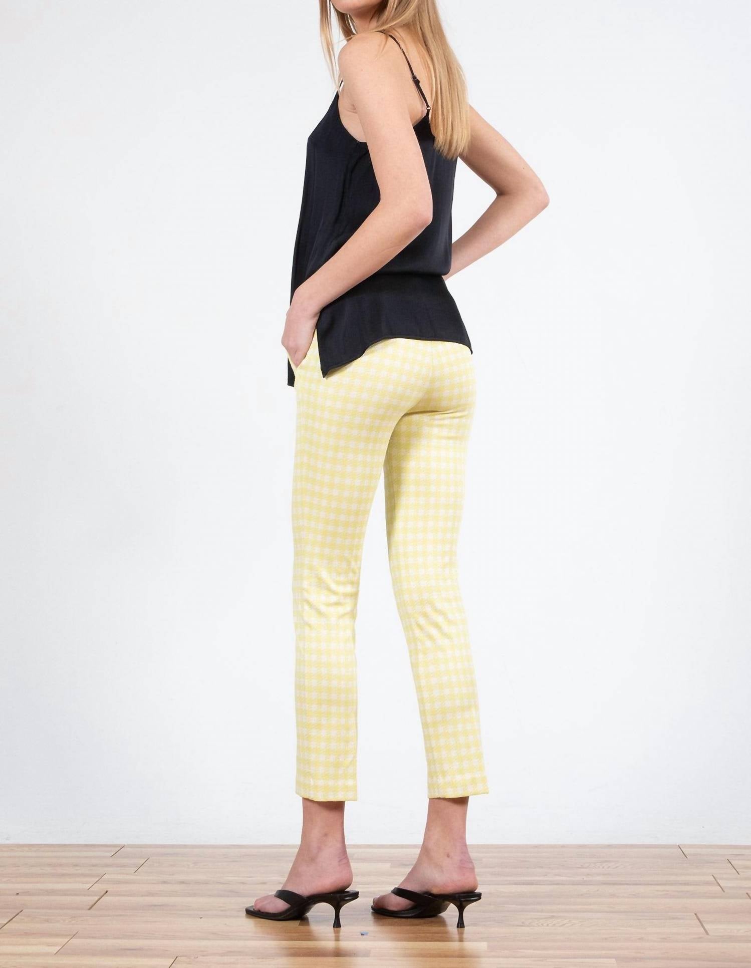 Avenue Montaigne Lulu Straight Cropped Pant in grid check - women's pants - alternate view