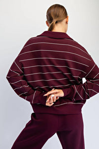 Rae Mode - Women's Modal Scuba Stripe Polo Top