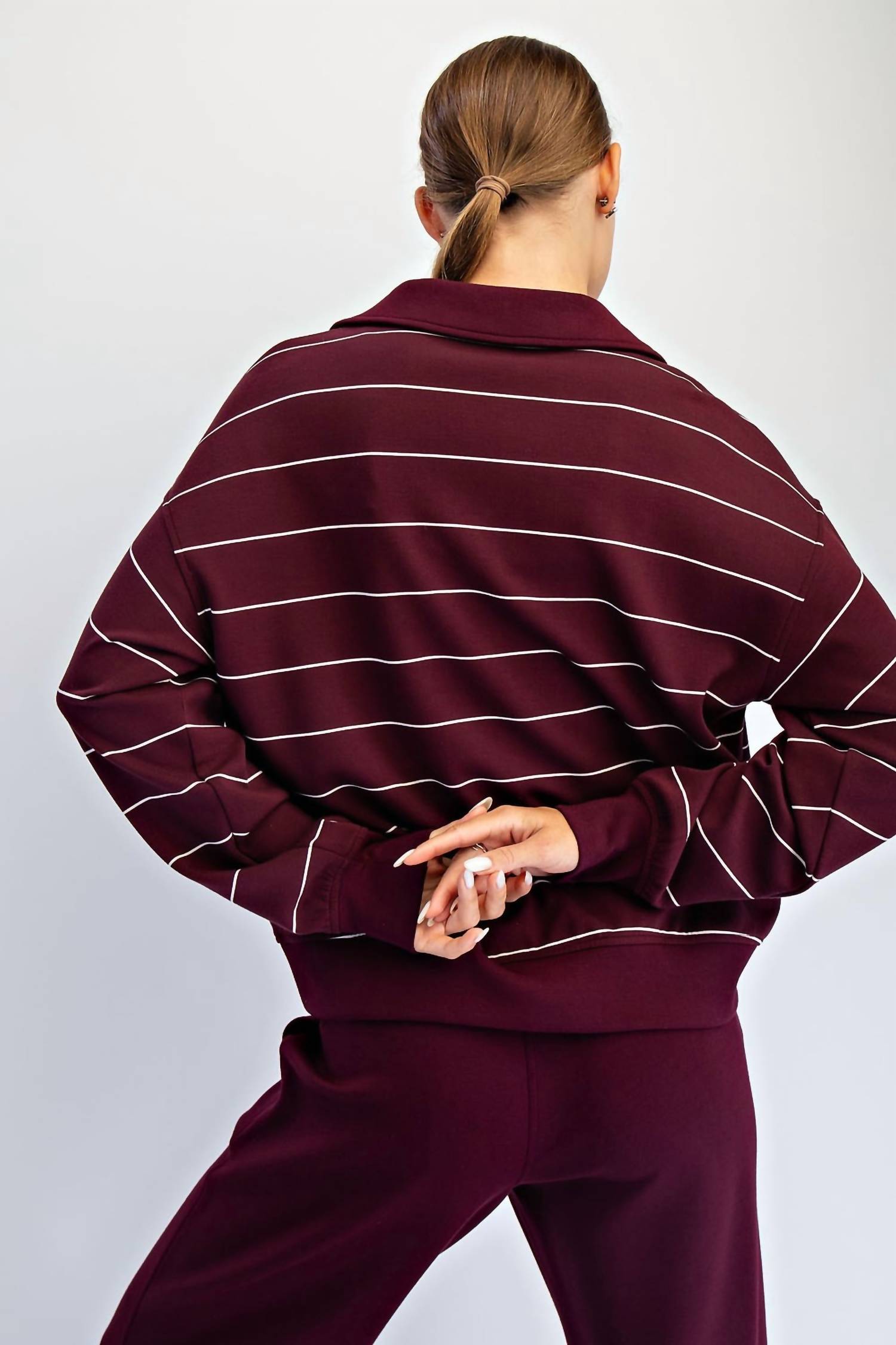 Rae Mode - Women's Modal Scuba Stripe Polo Top