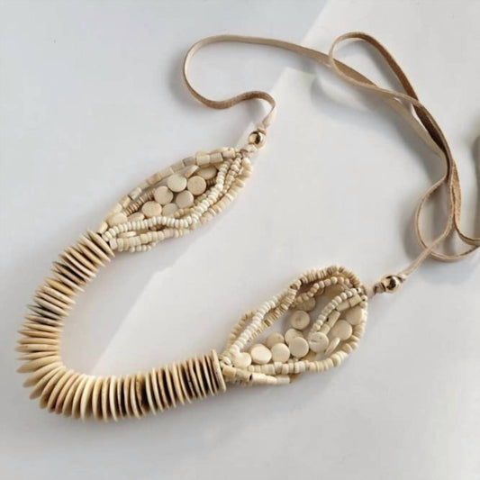 Bisjoux - Women's Handmade Bold Beaded Bone Necklace