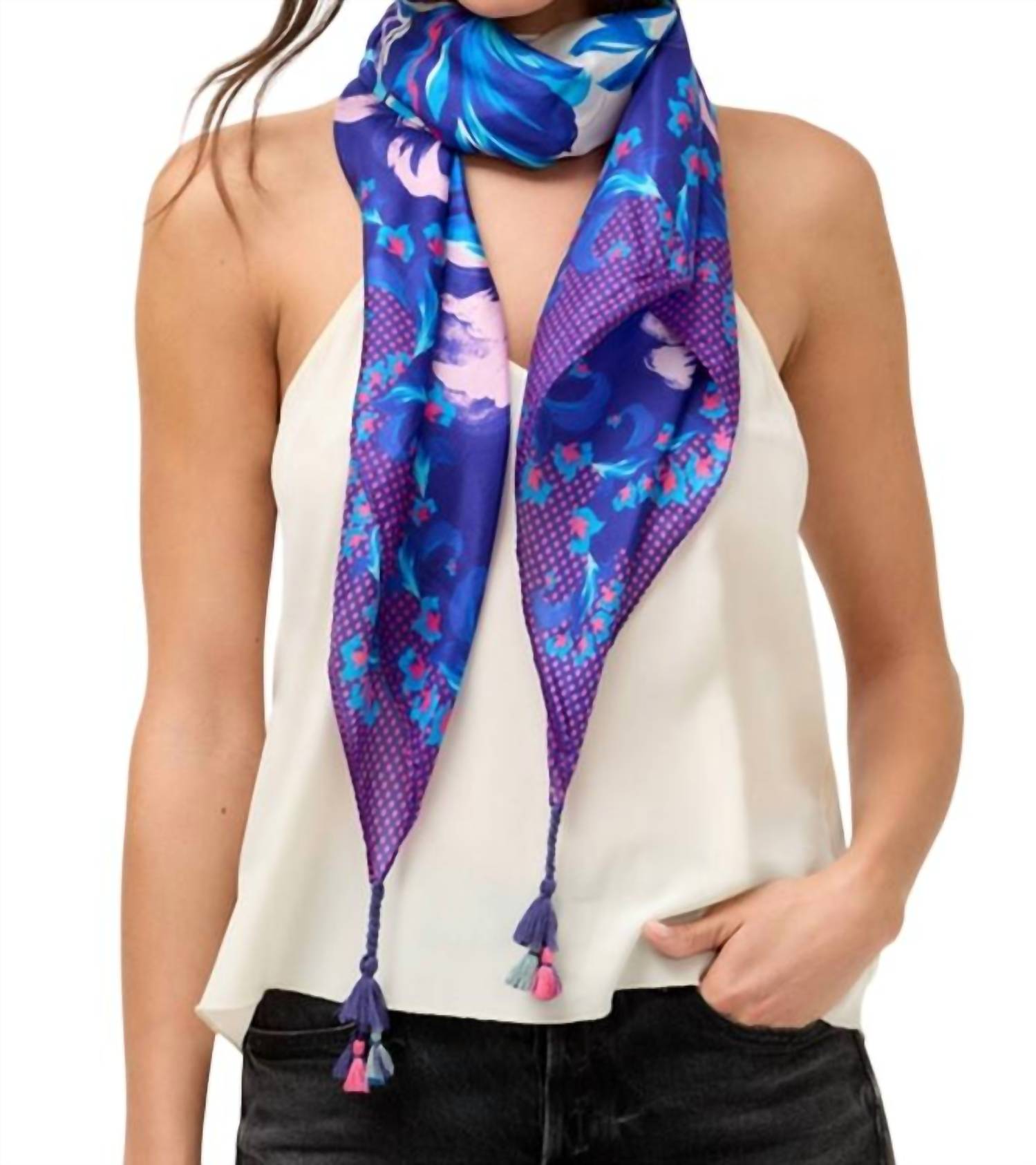 Johnny Was Women's Liatris Silk Scarf in multi - women's scarf - detail view
