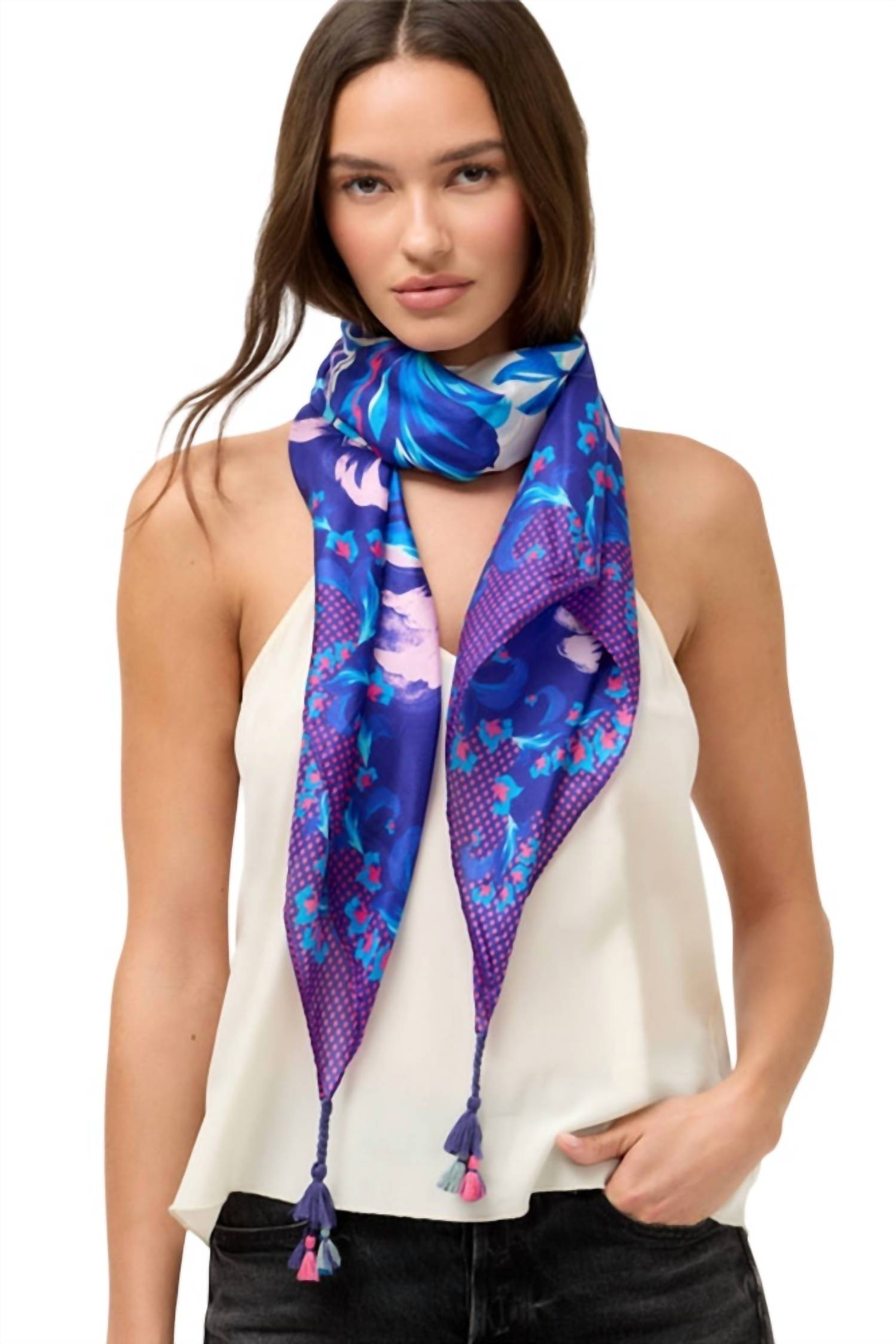 Johnny Was Women's Liatris Silk Scarf in multi - women's scarf - alternate view