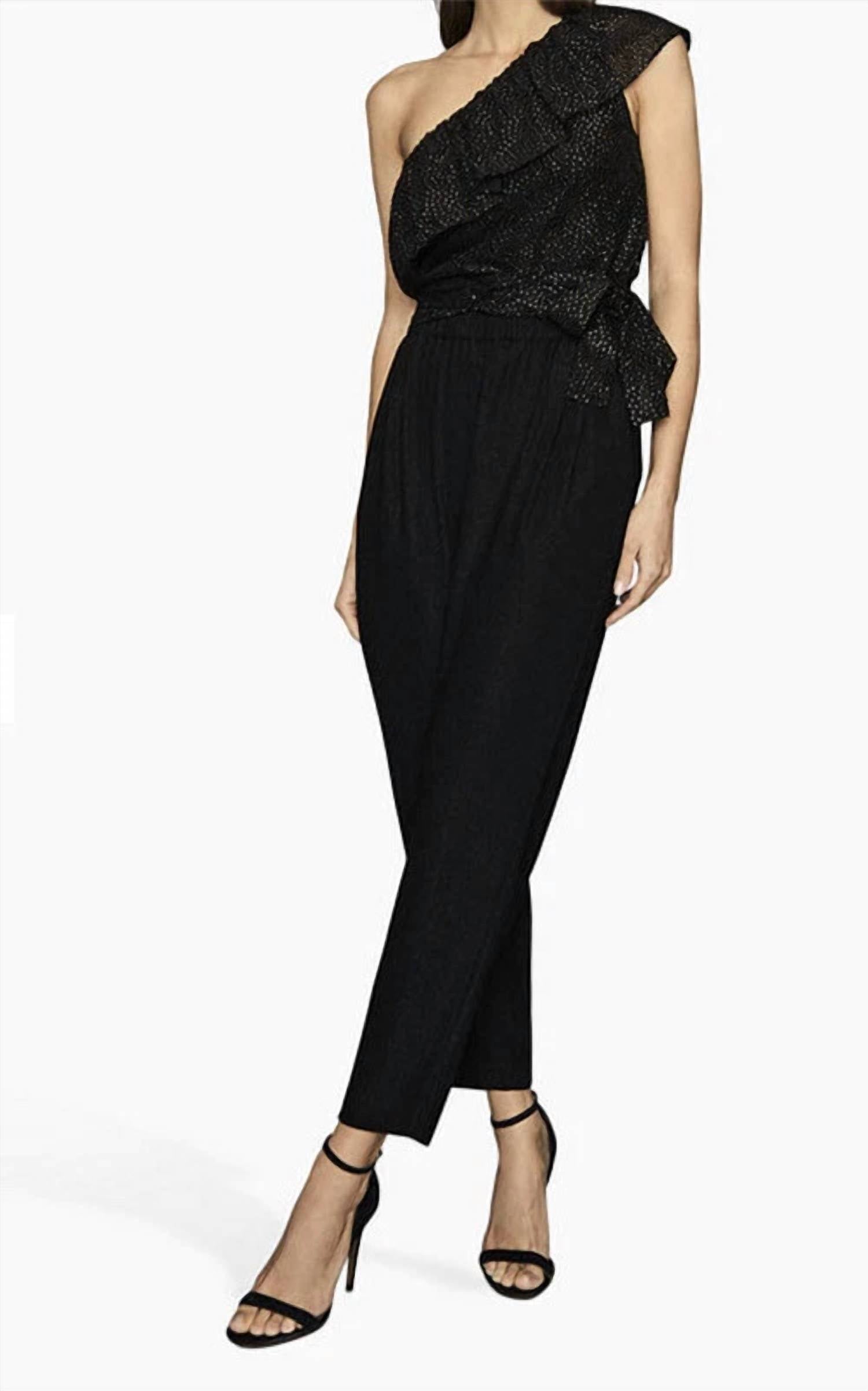 Reiss - Nora Metallic Spot Asymmetric Neck Tie Detail Top