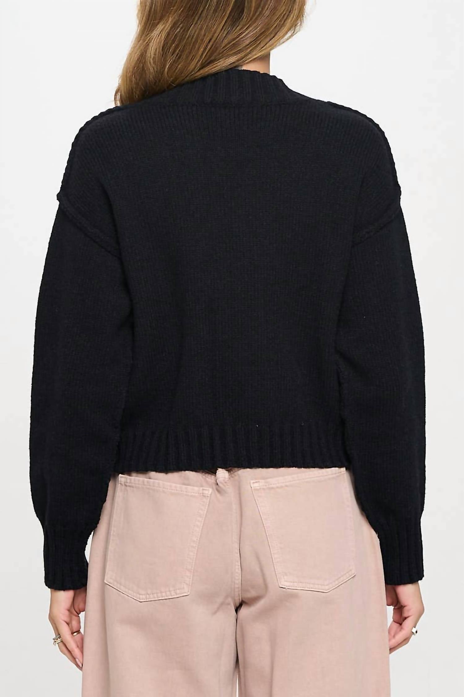 Reneec. - Thick Knit Long Sleeve Cardigan with Buttons