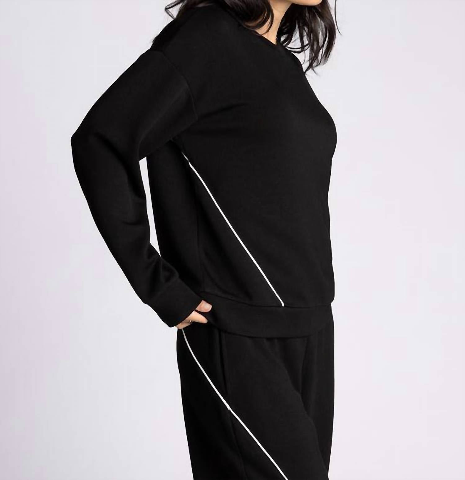 Thread & Supply Britney Top in black - women's long sleeve top - detail view