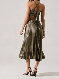 ASTR Blythe Dress in black gold - women's dress - detail view