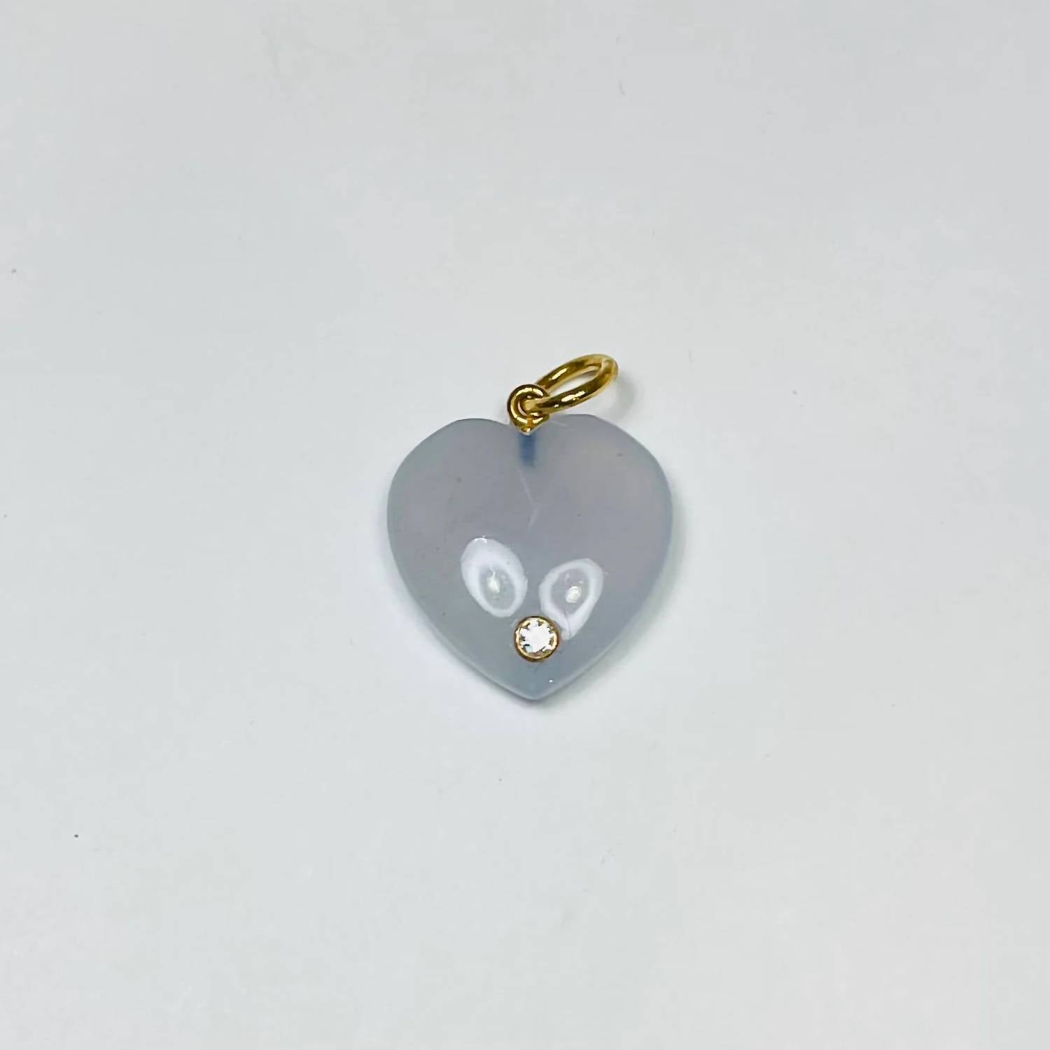 Theodosia - Women's Chalcedony Heart Pendant With Diamond