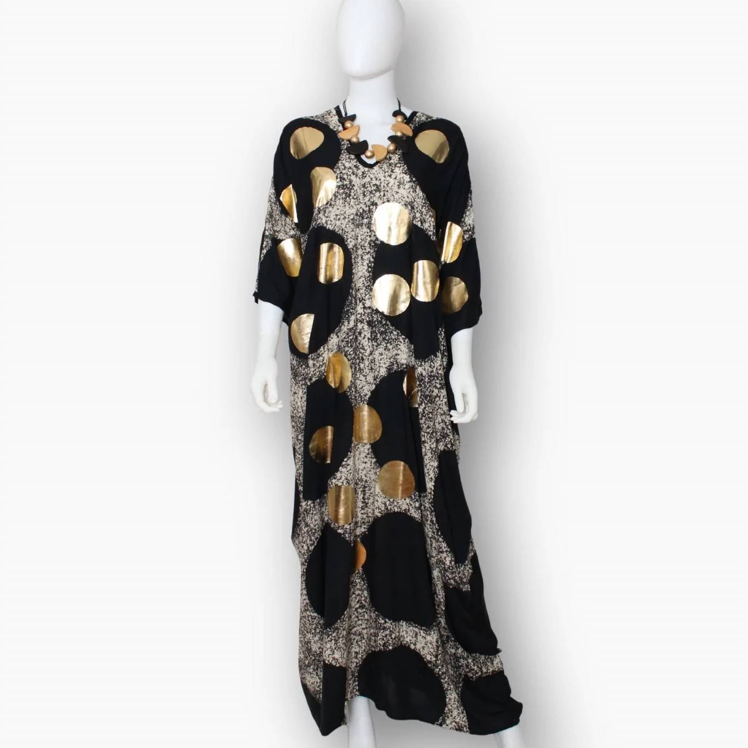 Sylca Designs - Women's V-Neck Polka Dot Caftan