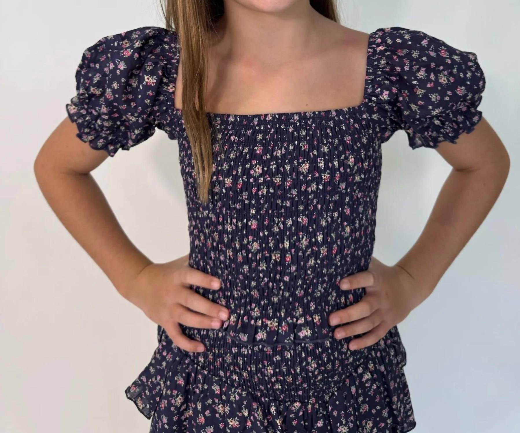 Katie J NYC Girls Marlee Top in midnight ditsy - kids' t-shirt