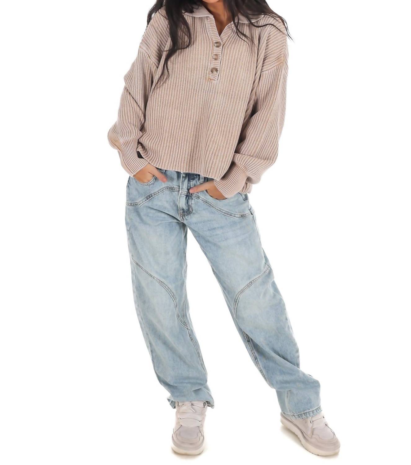 Zenana - Always on Point Collared Sweater