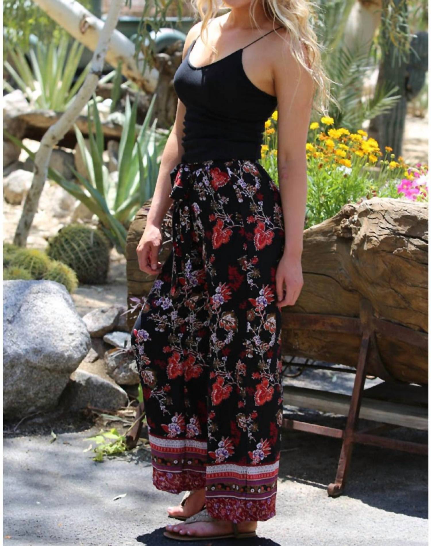 Angie - Floral Border Print Pants