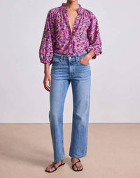 Apiece Apart - Trini V Neck Puff Sleeves Top