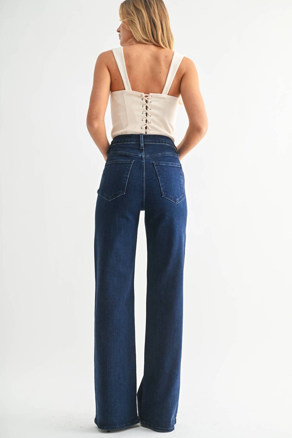 JUST BLACK DENIM Palazzo Jean in dark denim - women's jeans - view 4