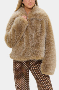 Show Me Your Mumu Park City Jacket in cedar brown faux fur - women's jacket