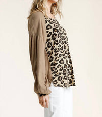 Umgee - Leopard Print Long Sleeve Top