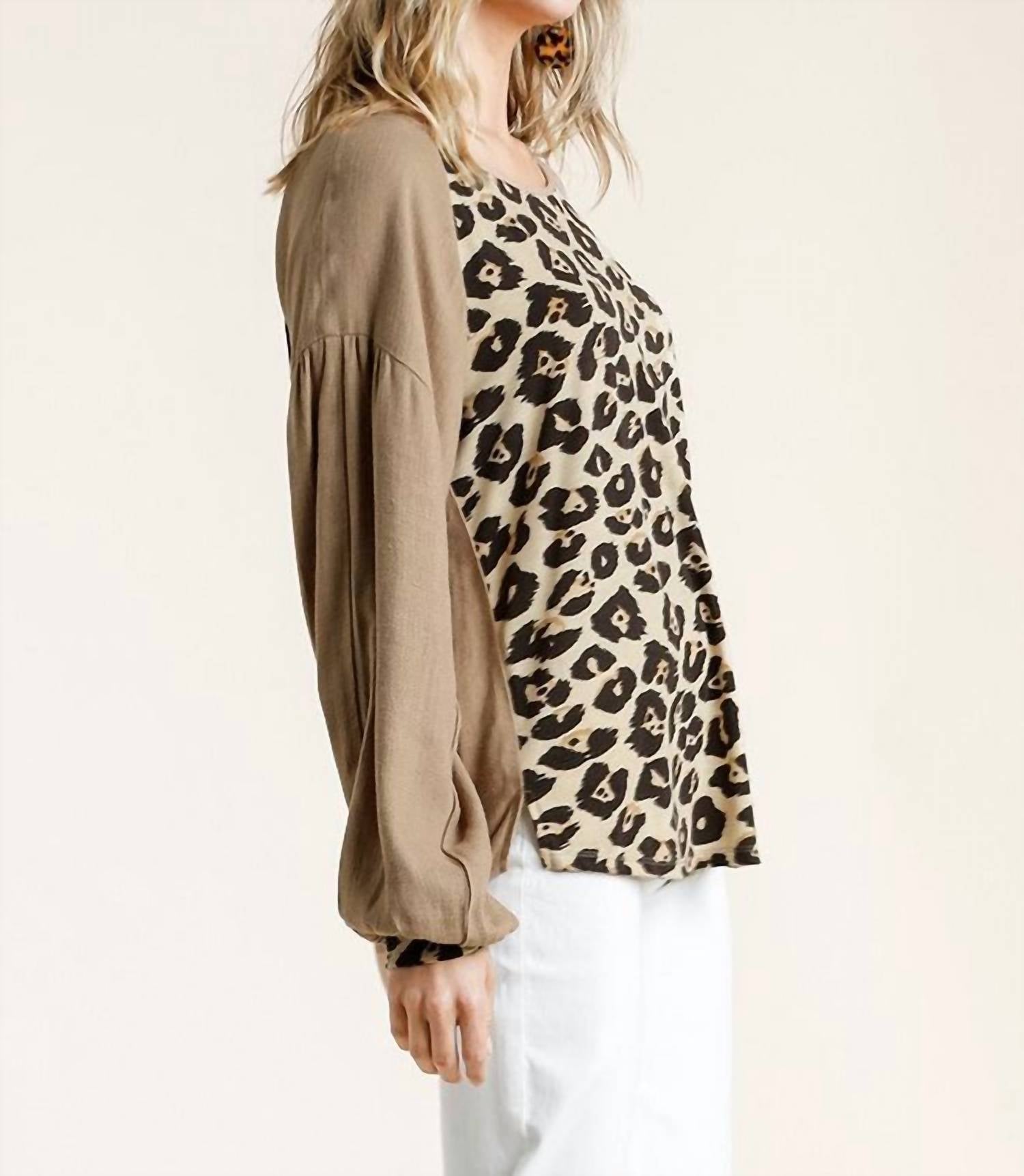 Umgee - Leopard Print Long Sleeve Top