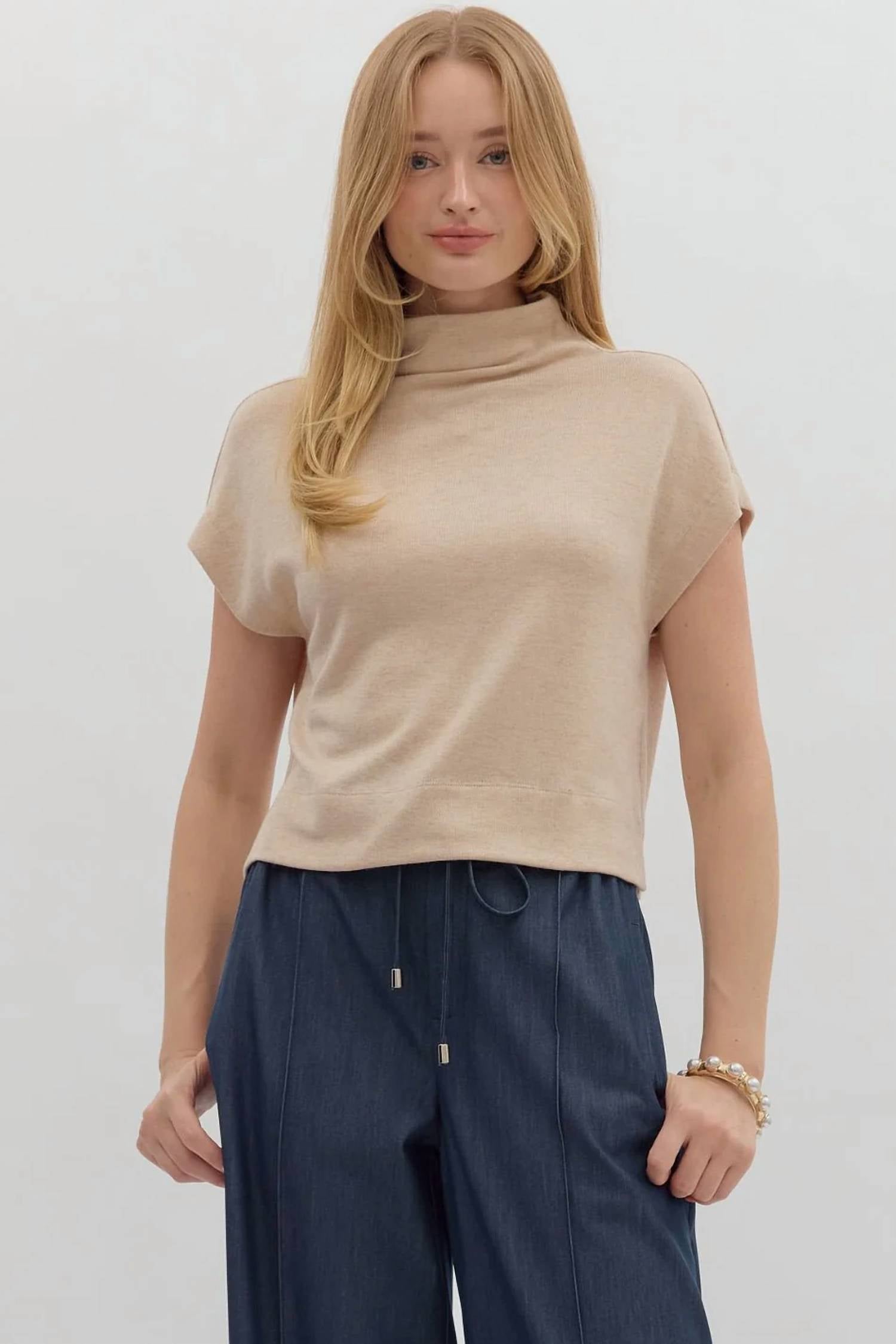 Entro - Beckett Curve Mock Neck Knit Pullover Sweater