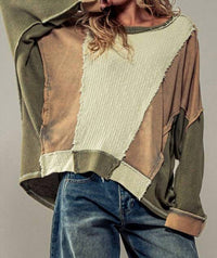 Urban Daizy - Textured Puzzle Crewneck Sweatshirt