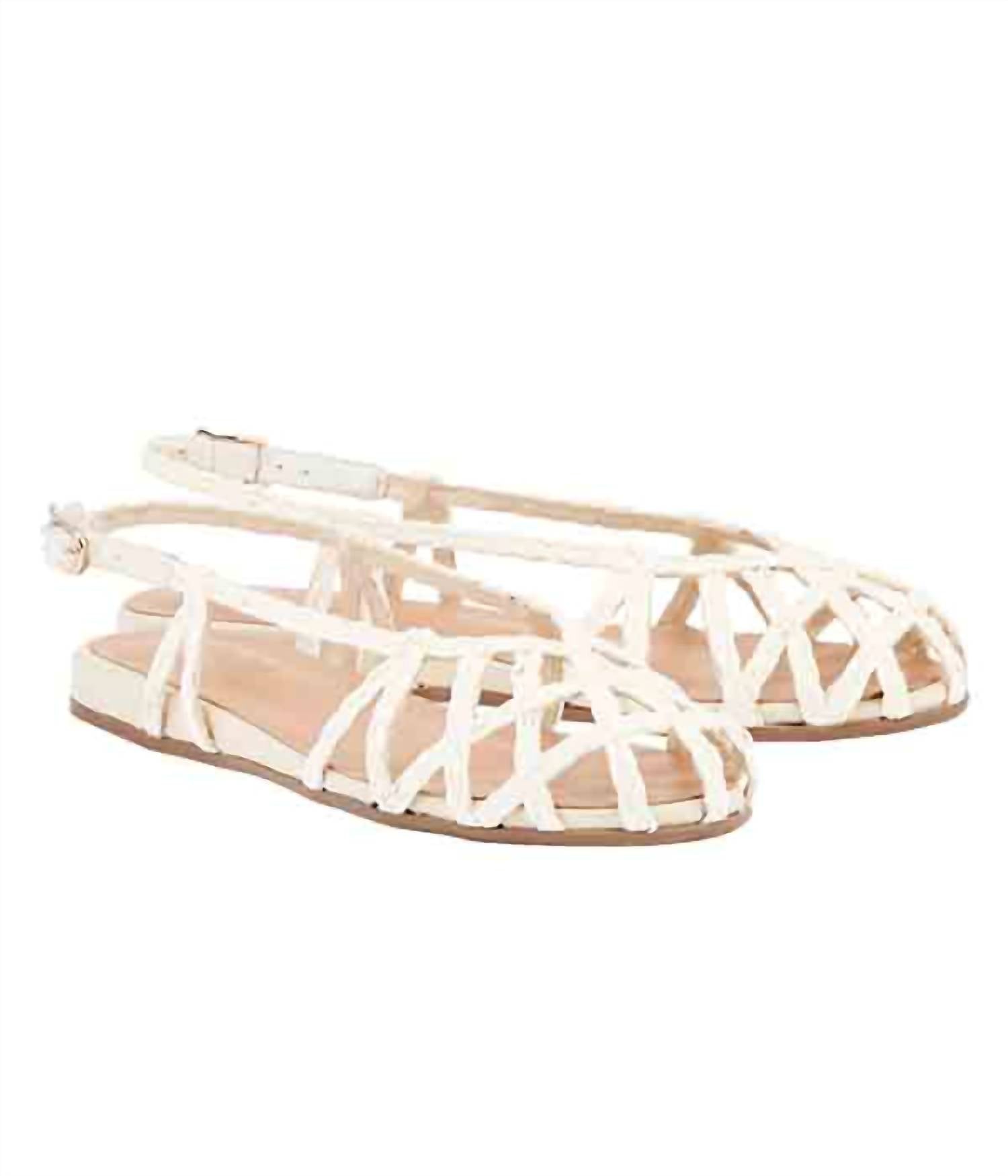 Ancient Greek Sandals - Women's Kardia Leather Trimmed Raffia Sandals