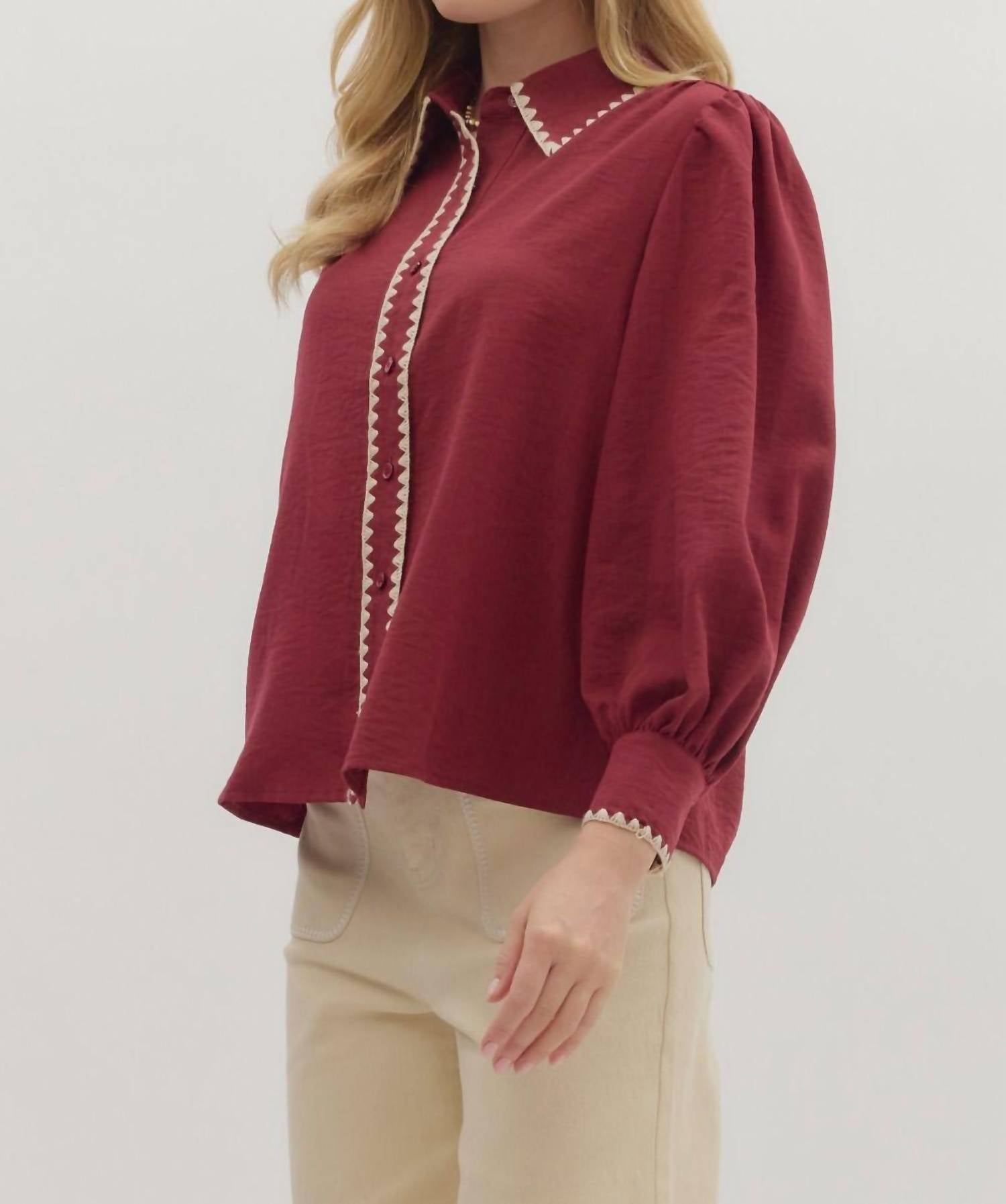 Entro - Long Sleeve Collared Top