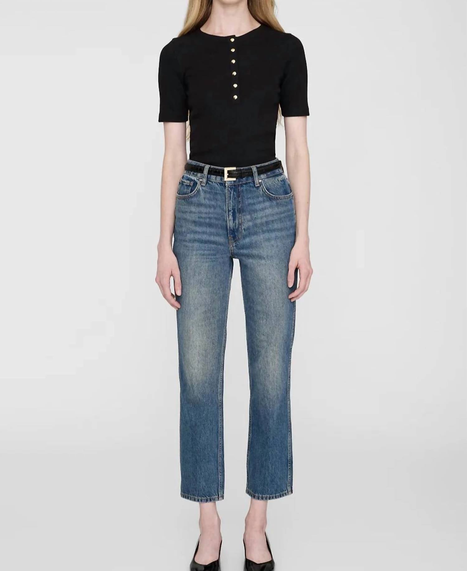 ANINE BING Alessia Tee in black - women's t-shirt