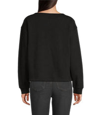 Tru Luxe - Flower Applique Crew Neck Knit Top