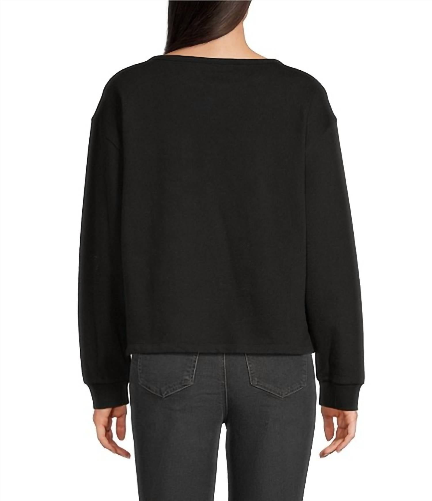 Tru Luxe - Flower Applique Crew Neck Knit Top
