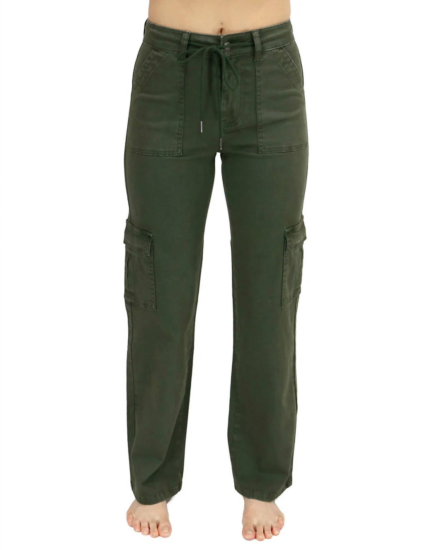 Grace and Lace Women's Sueded Twill Cargo Pants in deep green - women's pants