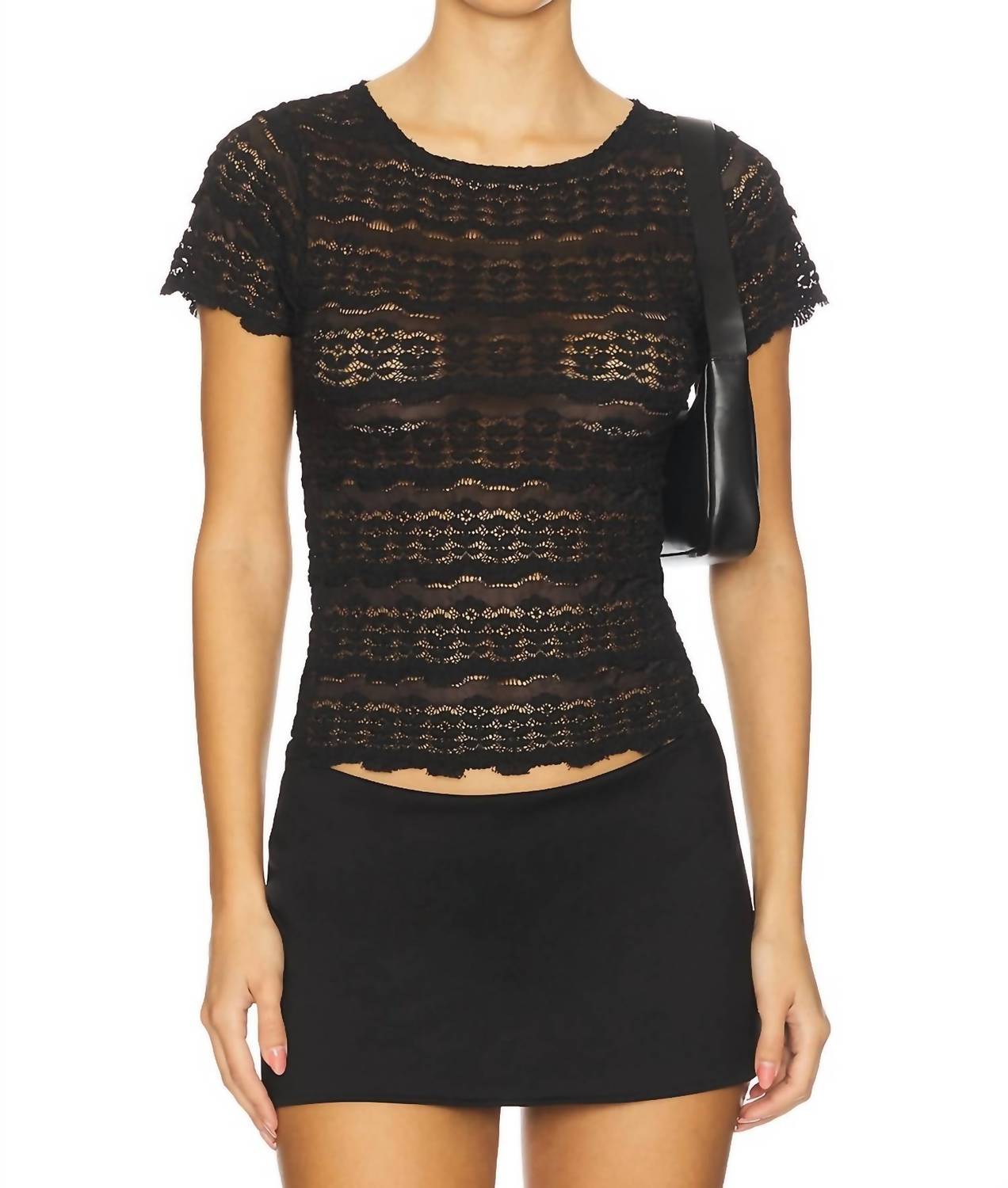 Free People - Angelina Lace Short Sleeve Tee